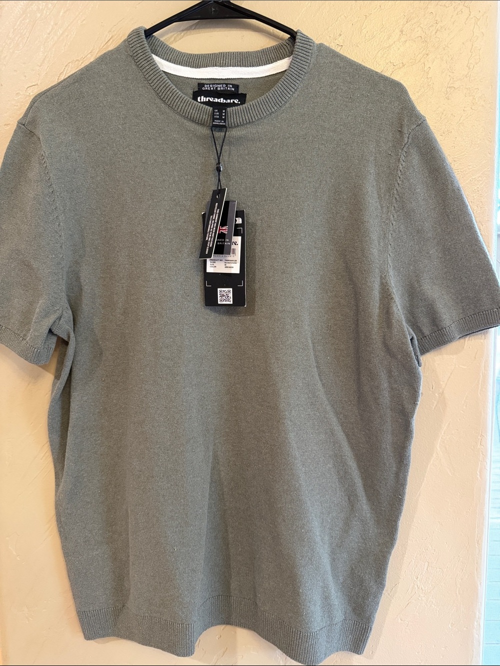 Threadbare Men's Short-Sleeve Crewneck Knitted T-shirt  — Sage Green